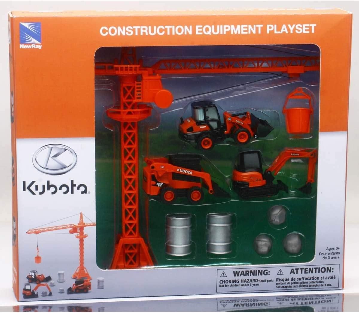 MODEL DIE CAST KUBOTA CONSTRUCTION, VEHICLES WITH CRANE SET, SCALE 1:64, NEWRAY SS-33563 - Image 2