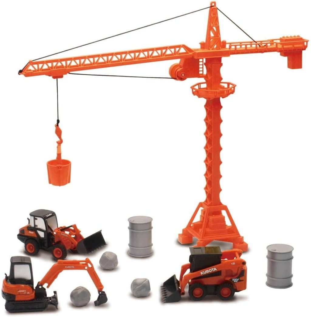 MODEL DIE CAST KUBOTA CONSTRUCTION, VEHICLES WITH CRANE SET, SCALE 1:64, NEWRAY SS-33563