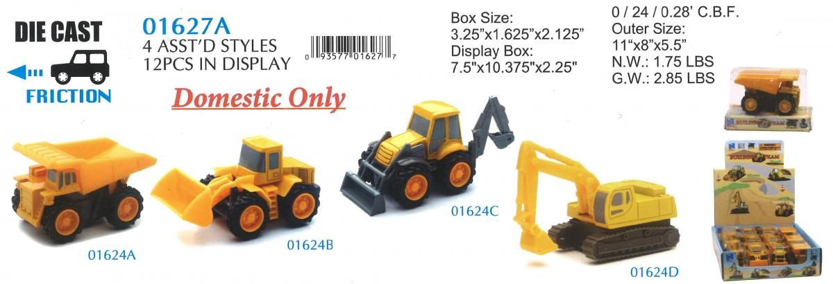 MODEL DIE CAST MINI CONSTRUCTION VEHICLES, PULL-BACK, 4 STYLES, 12 PIECES, SCALE 1:32, NEWRAY 01627A 01624A 01624B 01624C 01624D - Image 2