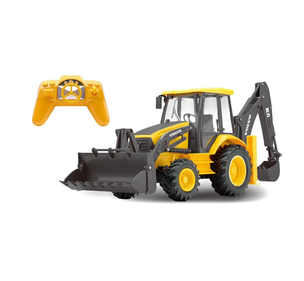 MODEL VOLVO BACKHOE LOADER, YELLOW & BLACK BL71 R/C, SCALE 1:18, NEWRAY 87913A