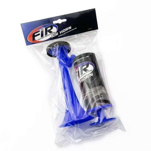 BLUE AIR HORN TOY HAND HELD PUSH PUMP NO GAS NEEDED SPORTS AND RACE EVENTS