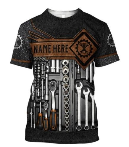 T-Shirt X Large Mechanic Design Black Rusty Unisex