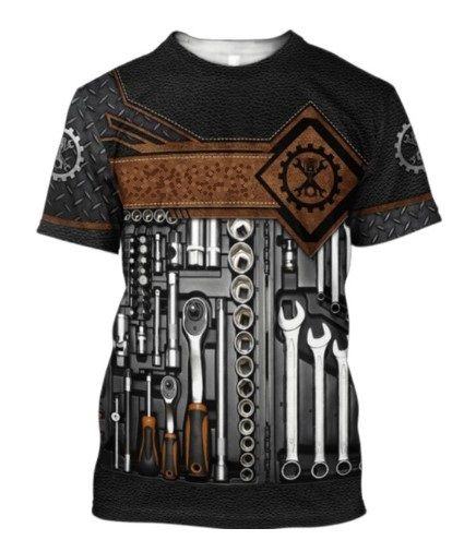 T-Shirt XX Large Mechanic Design Black Rusty Unisex