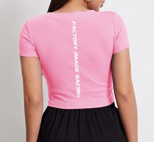 FIR LADIES CROPPED TEE PINK COTTON SIZE M