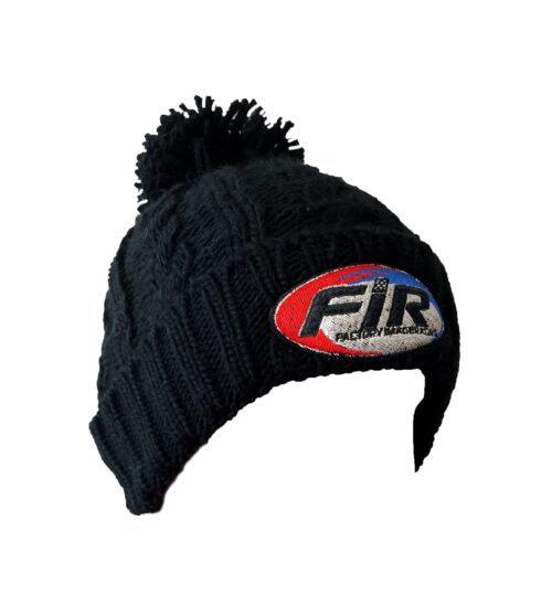 FIR LOGO – BLACK CABLE KNIT BOBBLE HAT – ONE SIZE