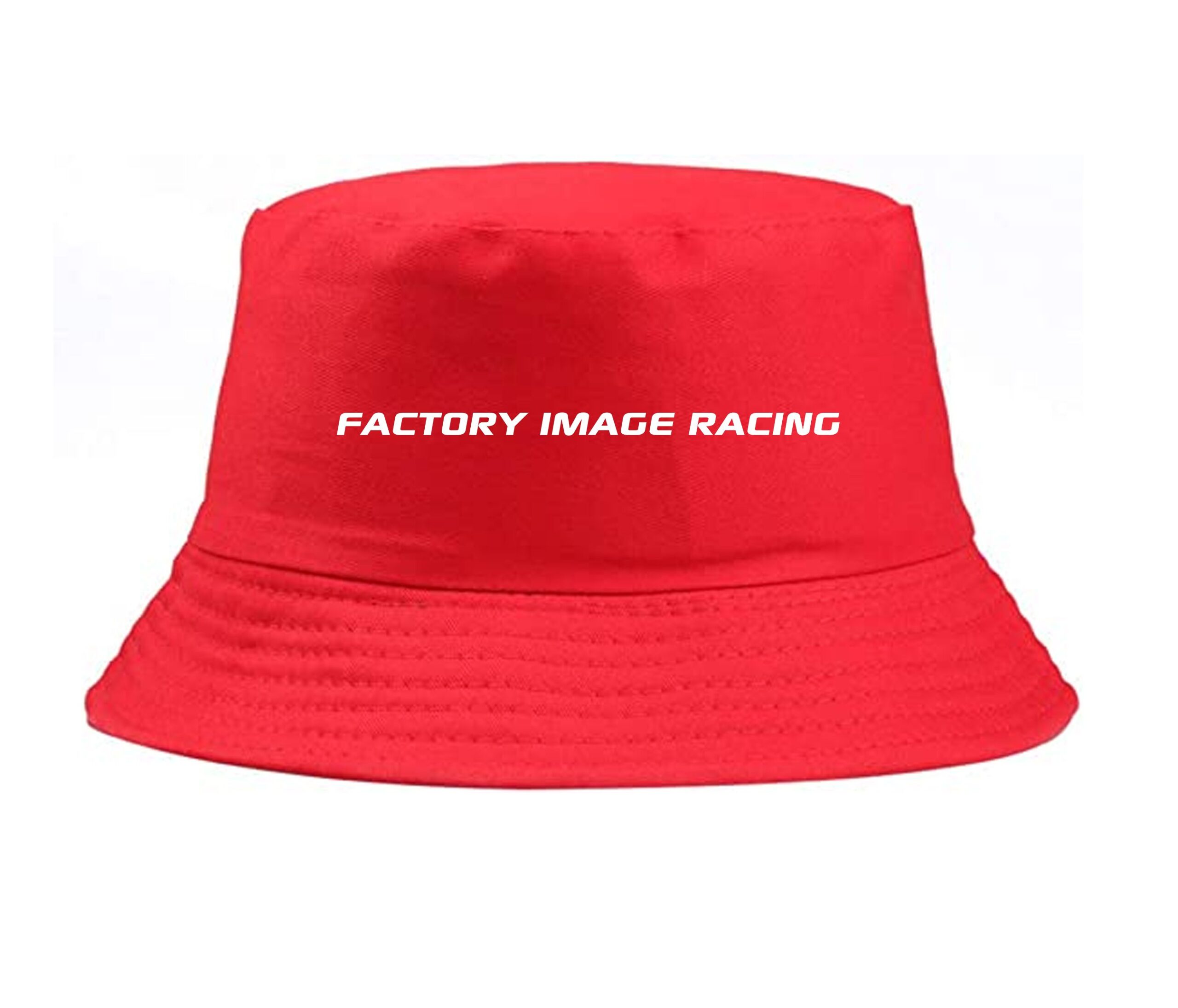 RED BUCKET HAT – WHITE FIR TEXT – SMALL / MEDIUM