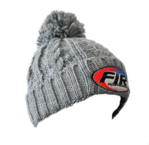 FIR LOGO – LIGHT GREY CABLE KNIT BOBBLE HAT – ONE SIZE