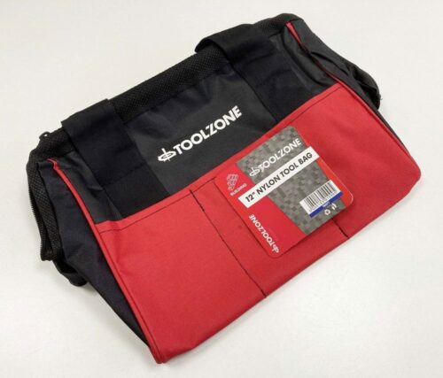 TOOLBAG WIDE OPENING 12″ HEAVY DUTY NYLON WITH WIRE FRAME – TOOLZONE KDPTB077