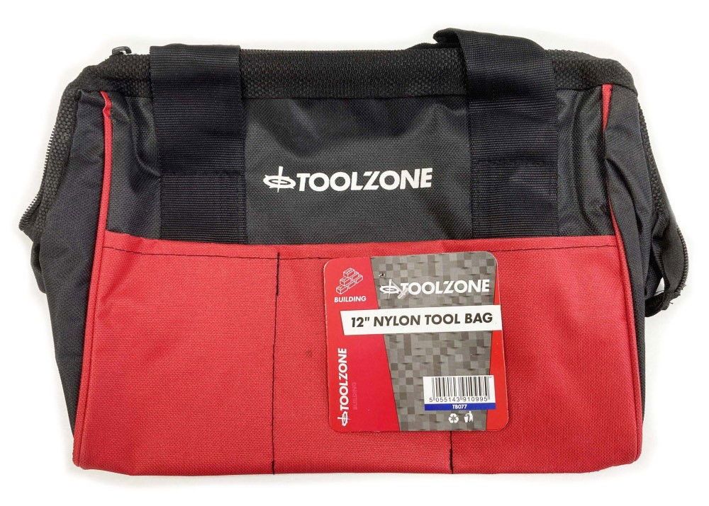 TOOLBAG WIDE OPENING 12" HEAVY DUTY NYLON WITH WIRE FRAME - TOOLZONE KDPTB077 - Image 4