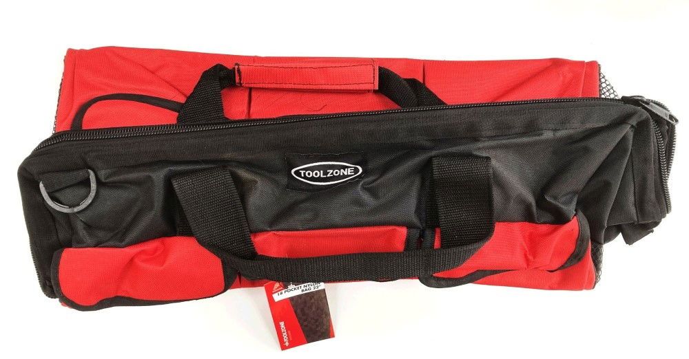 TOOL BAG 22" 18 POCKETS HARD BASE NYLON WITH SHOULDER STRAP - TOOLZONE KDPTB016