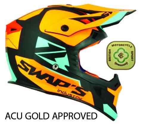 MX HELMET LG 60 BLACK/ORANGE, SWAP’S S818 FULL FACE CSW7G5104, !! ACU GOLD APPROVED !!