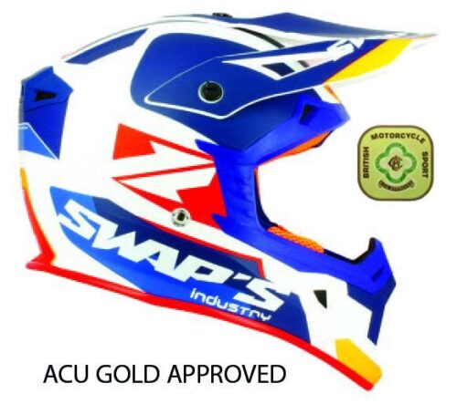 MX HELMET LG 60 WHITE/BLUE, SWAP’S S818 FULL FACE CSW2G7104, !! ACU GOLD APPROVED !!
