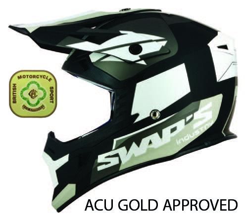 MX HELMET XL 62 BLACK/WHITE, SWAP’S S818 FULL FACE CSW5G1105, !! ACU GOLD APPROVED !!