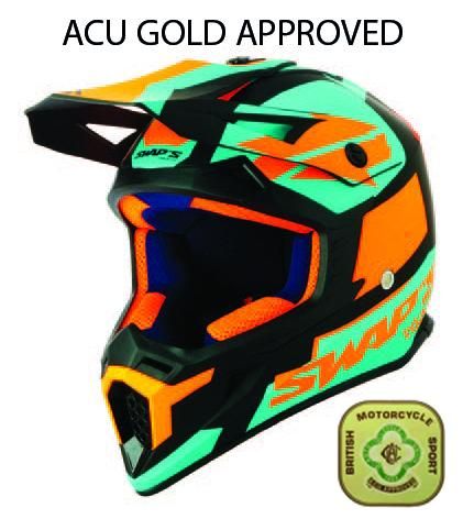 MX HELMET XL 62 BLACK/ORANGE, SWAP’S S818 FULL FACE CSW7G5105, !! ACU GOLD APPROVED !!