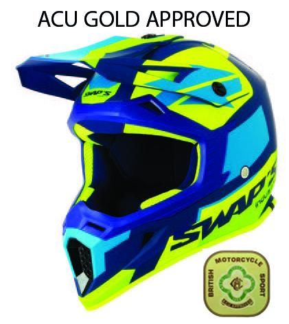 MX HELMET XL 62 BLUE/YELLOW, SWAP’S S818 FULL FACE CSW3G4105, !! ACU GOLD APPROVED !!