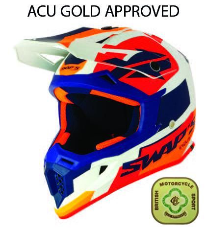 MX HELMET XL 62 WHITE/BLUE SWAP’S S818 FULL FACE CSW2G7105 !!ACU GOLD APPROVED!!