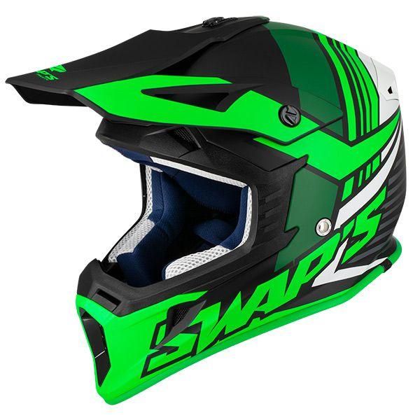 MX HELMET XL 62 BLACK/GREEN 21, SWAP'S S818 FULL FACE CSW10F0105, !! ACU GOLD APPROVED !! - Image 2