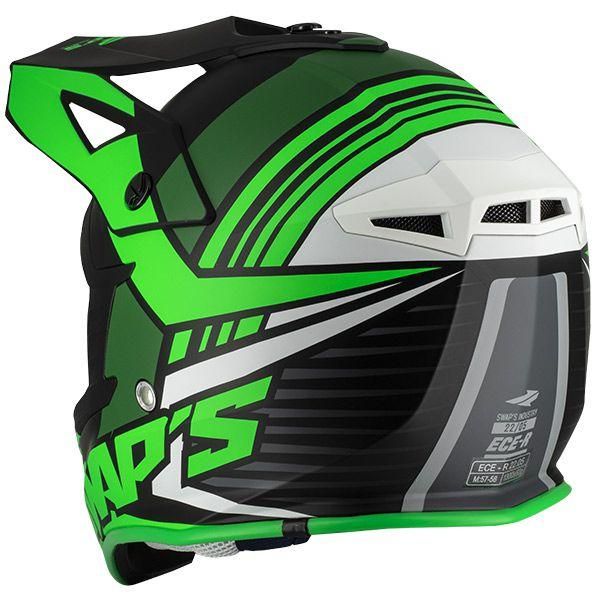 MX HELMET XL 62 BLACK/GREEN 21, SWAP'S S818 FULL FACE CSW10F0105, !! ACU GOLD APPROVED !!