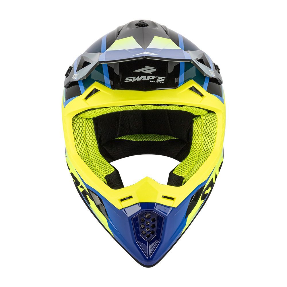 MOTOCROSS HELMET SWAPS S818 - SHINY FLUO YELLOW - SIZE S 55cm - 56cm - Image 2