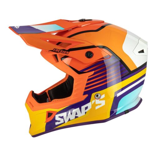 MOTOCROSS HELMET SWAPS S818 – SHINY ORANGE BLUE WHITE – SIZE S 55cm – 56cm