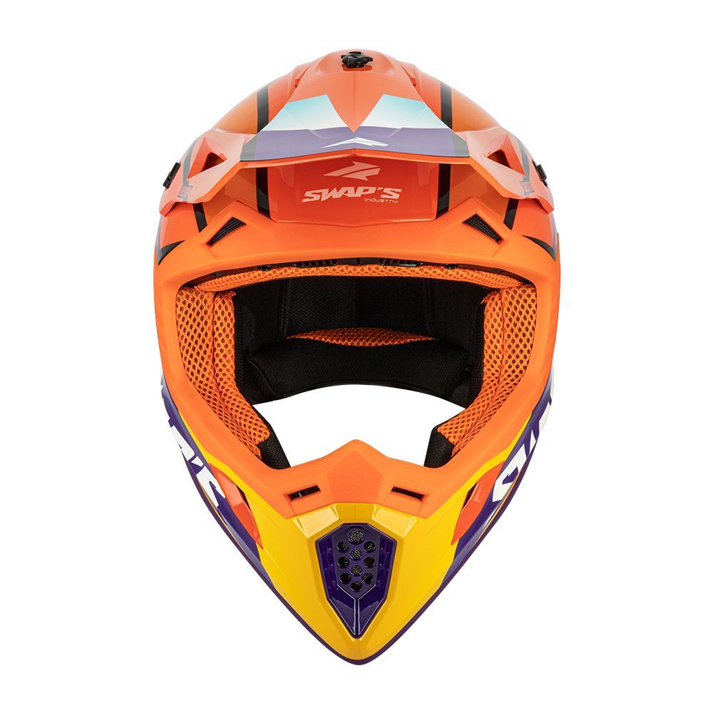 MOTOCROSS HELMET SWAPS S818 - SHINY ORANGE BLUE WHITE - SIZE XL 61cm - 62cm - Image 4