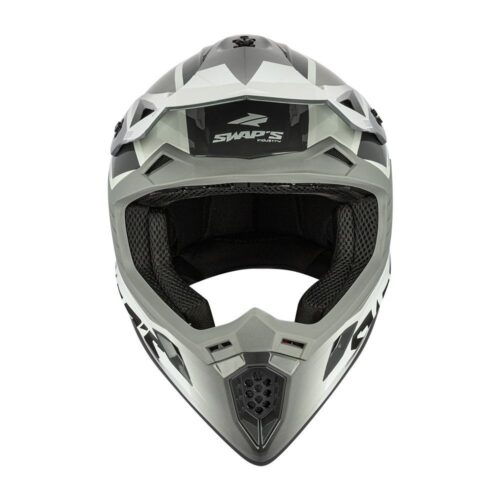 MOTOCROSS HELMET SWAPS S818 – SHINY GREY WHITE – SIZE M 57cm – 58cm