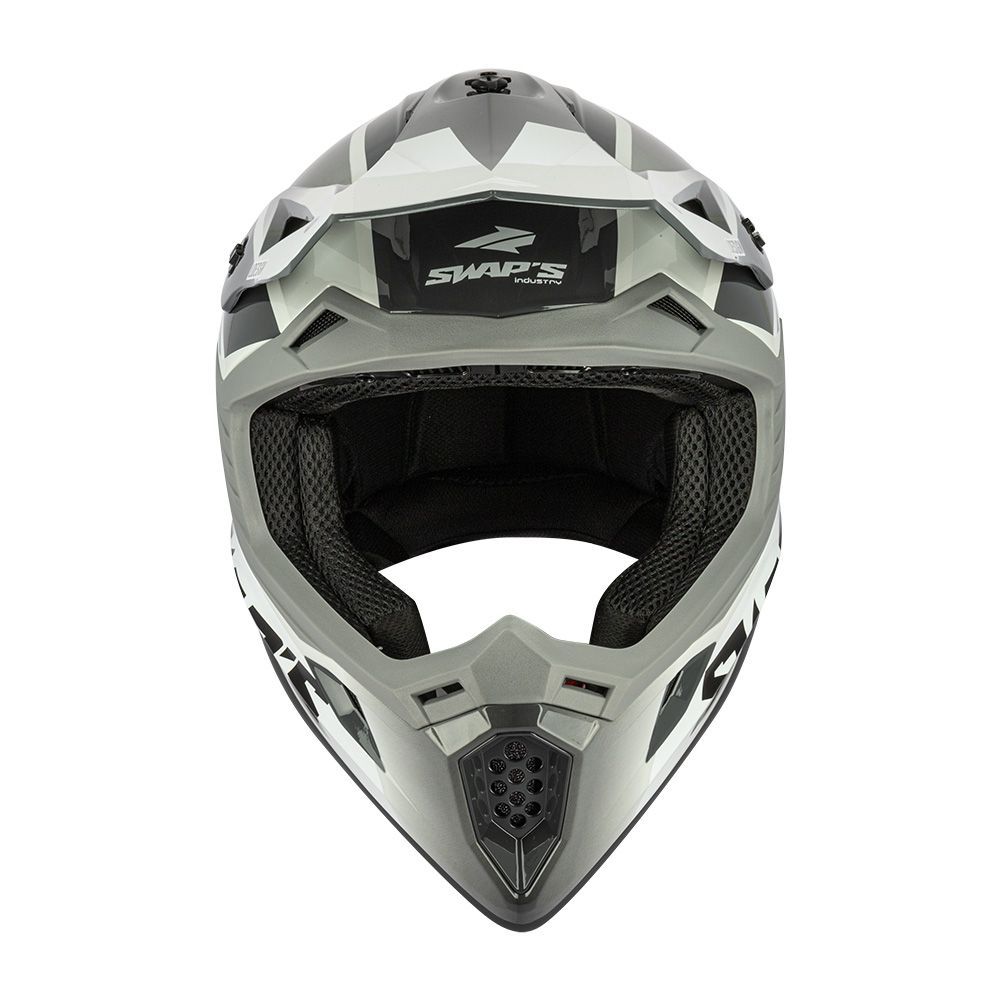 MOTOCROSS HELMET SWAPS S818 - SHINY GREY WHITE - SIZE XL 61cm - 62cm - Image 2