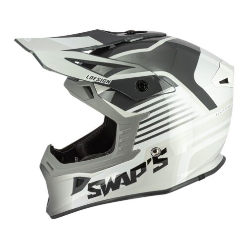 MOTOCROSS HELMET SWAPS S818 – SHINY GREY WHITE – SIZE L 59cm – 60cm