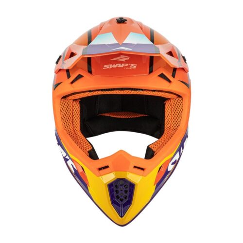 MOTOCROSS HELMET SWAPS S818 – SHINY ORANGE BLUE WHITE – SIZE M 57cm – 58cm
