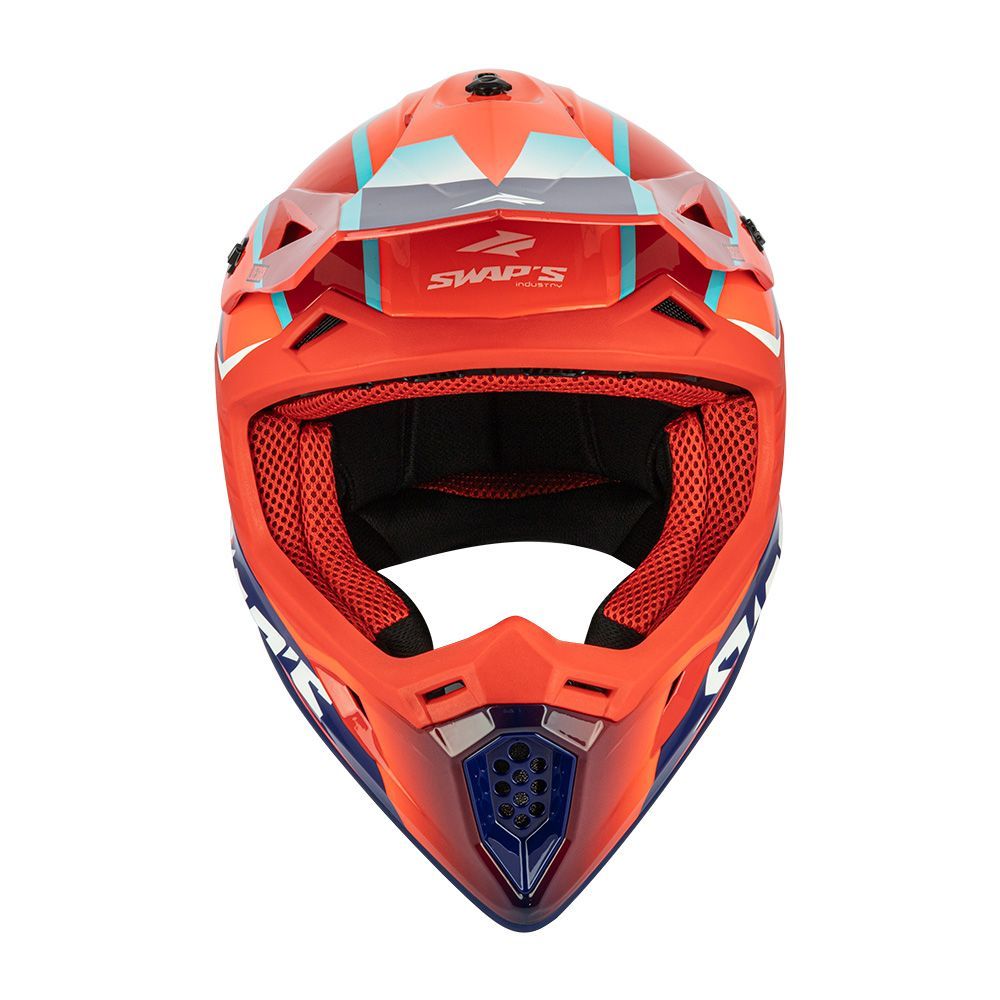 MOTOCROSS HELMET SWAPS S818 - SHINY RED BLUE WHITE - SIZE L 59cm - 60cm