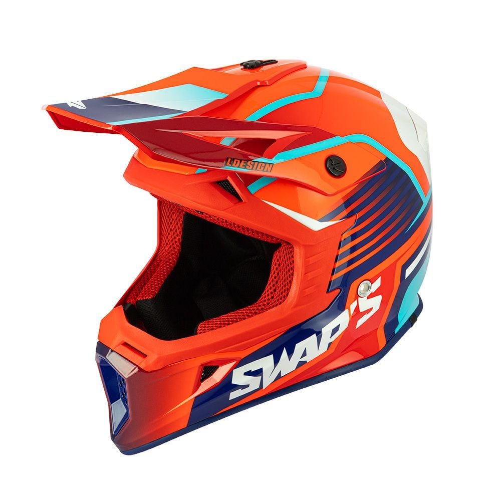 MOTOCROSS HELMET SWAPS S818 - SHINY RED BLUE WHITE - SIZE L 59cm - 60cm - Image 3