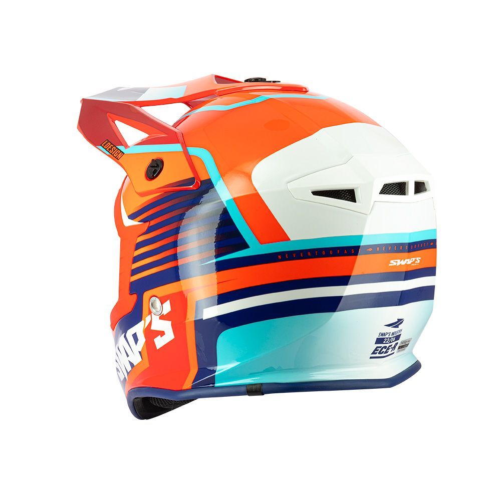 MOTOCROSS HELMET SWAPS S818 - SHINY RED BLUE WHITE - SIZE M 57cm - 58cm - Image 3