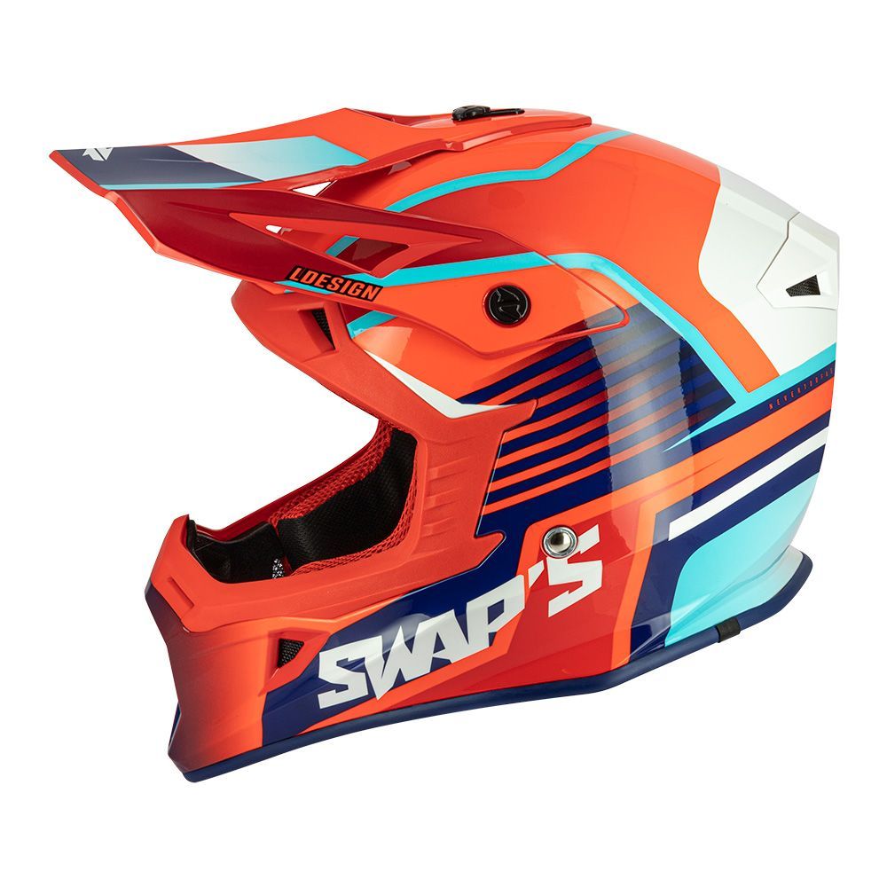 MOTOCROSS HELMET SWAPS S818 - SHINY RED BLUE WHITE - SIZE L 59cm - 60cm - Image 4