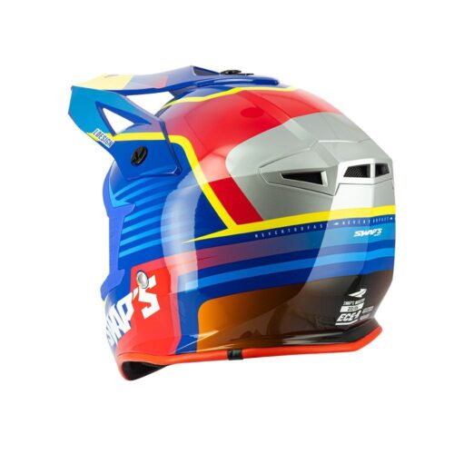 MOTOCROSS HELMET SWAPS S818 – SHINY BLUE RED YELLOW – SIZE M 57cm – 58cm