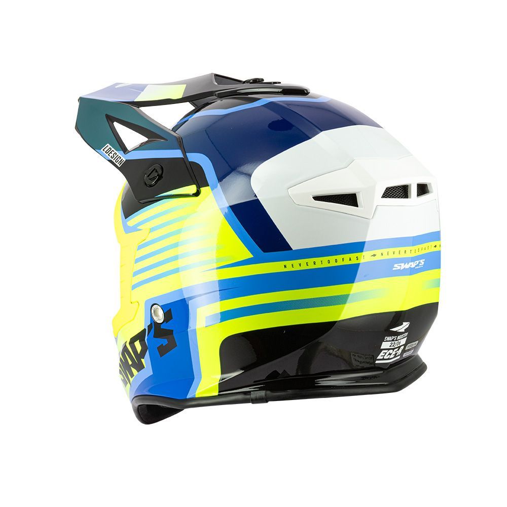 MOTOCROSS HELMET SWAPS S818 - SHINY FLUO YELLOW - SIZE M 57cm - 58cm - Image 2