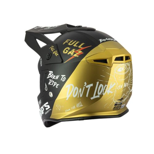 MOTOCROSS HELMET SWAPS S818 – MATT BLACK GOLD FULL GAZ – SIZE L 59cm – 60cm