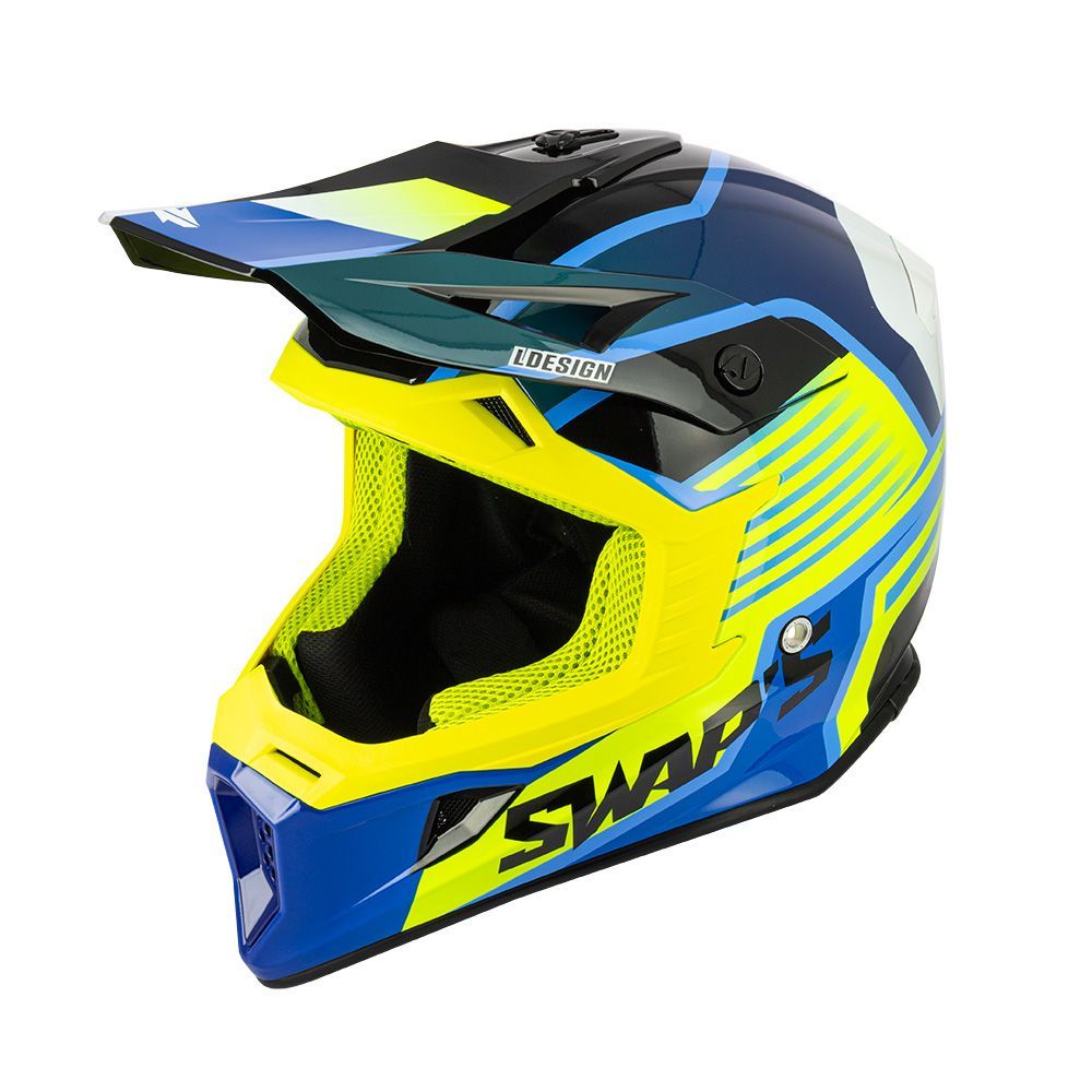 MOTOCROSS HELMET SWAPS S818 - SHINY FLUO YELLOW - SIZE M 57cm - 58cm - Image 3