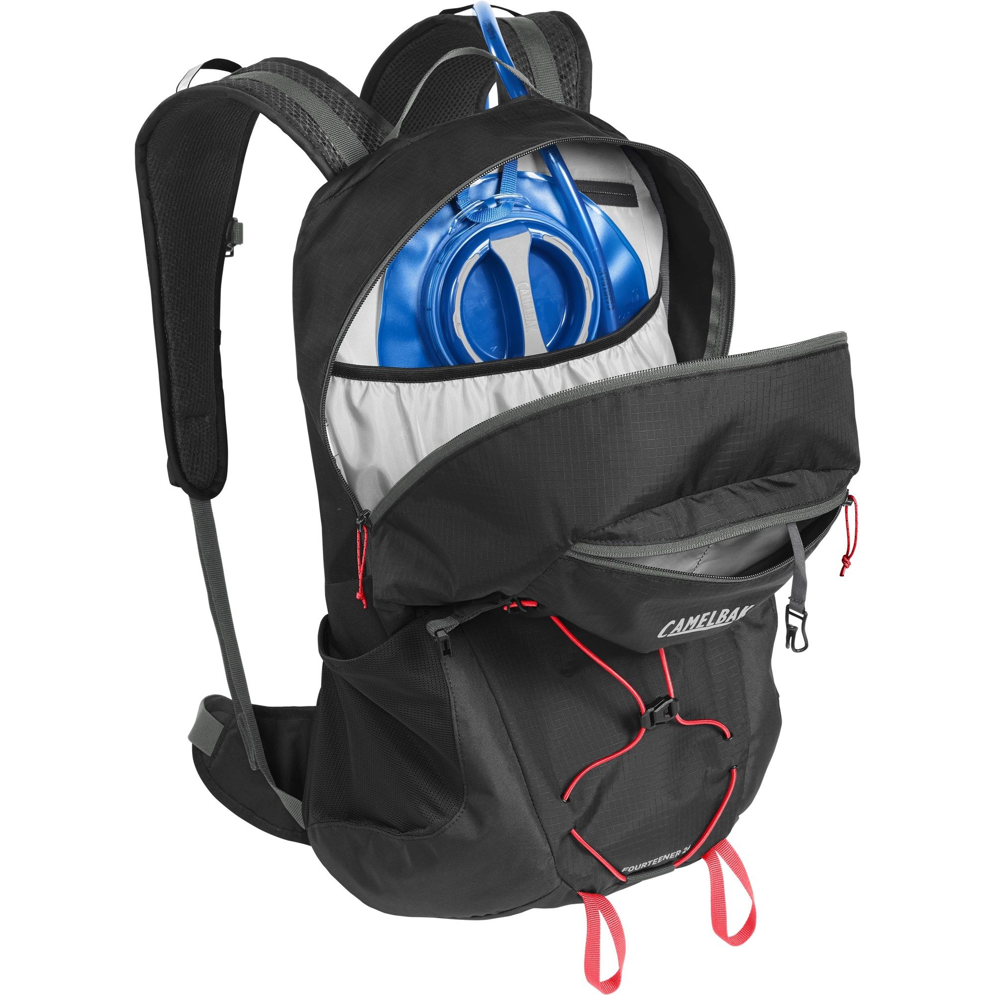 CAMELBAK WOMEN'S FOURTEENER 24 HYDRATION PACK 2023: BLACK/FIERY CORAL 24L CBWFOUR24