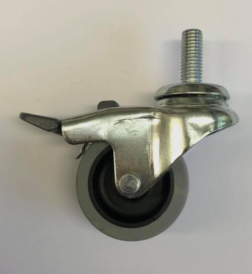 50MM SWIVLE CASTOR M10X25mm EA, GREY SYNTH RUB TYRE / BRAKE STOP, C050/DF/7/2