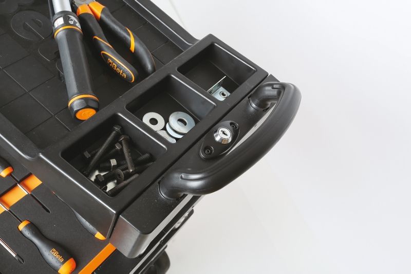 Folding Tool Trolley for Outdoor Jobs, 2 Drawers, 990x390x700mm, Centralized Lock, 160mm Fixed Castors - Beta Tools C27S-O - Image 4