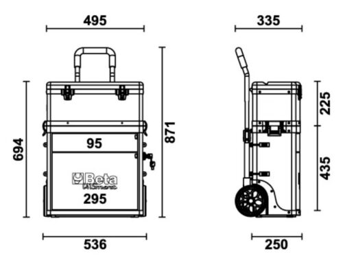 Two-Module Tool Trolley with Detachable Tool Box and Drawers – Beta Tools C41S