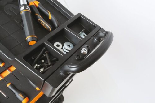 Folding Tool Trolley for Outdoor Jobs, 2 Drawers, 990x390x700mm, Centralized Lock, 160mm Fixed Castors – Beta Tools C27S-G