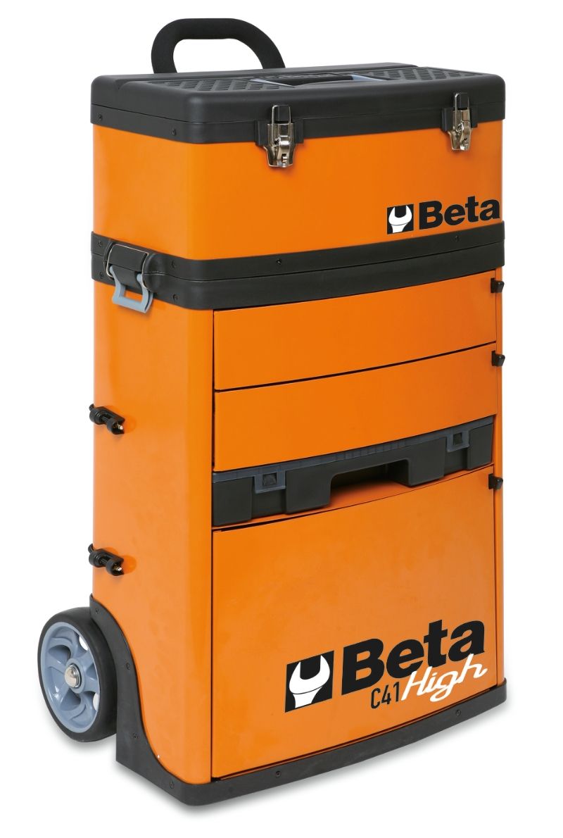 Two-Module Tool Trolley with Detachable Tool Box, Drawers, and Pull-Out Case - Beta Tools C41H-O - Image 4