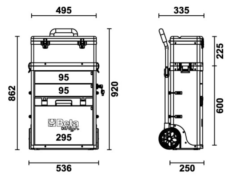 Two-Module Tool Trolley with Detachable Tool Box, Drawers, and Pull-Out Case - Beta Tools C41H-O - Image 5
