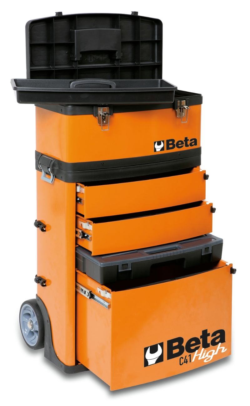 Two-Module Tool Trolley with Detachable Tool Box, Drawers, and Pull-Out Case - Beta Tools C41H-O - Image 6