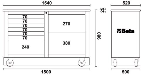 Special Mobile Roller Cabinet Racing MD Type with 7-Drawer and 2-Drawer Modules – Beta Tools C39MD-G