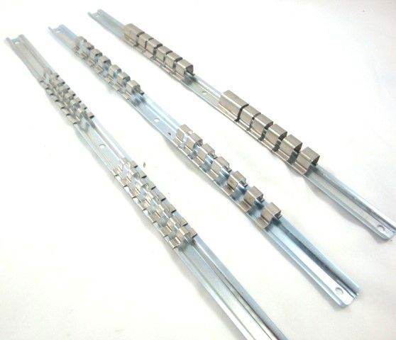 SOCKET RAIL SET 3 PIECES 1/2" 3/8" 1/4" 14 CLIPS EACH 40cm - TOOLZONE KDPSS122 - Image 2