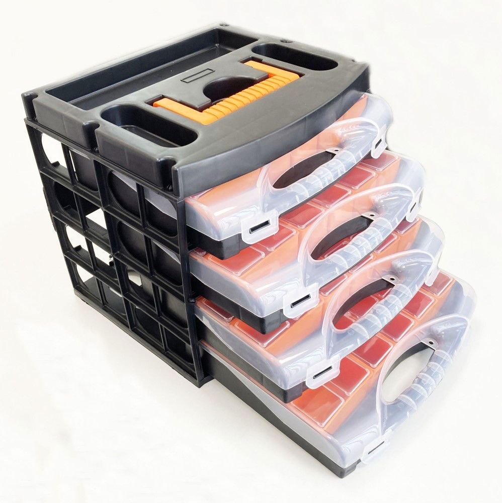 ORGANISER SET 4 TRAY POLY WITH REMOVABLE INNER COMPARTMENTS - TOOLZONE KDPTB098 - Image 10