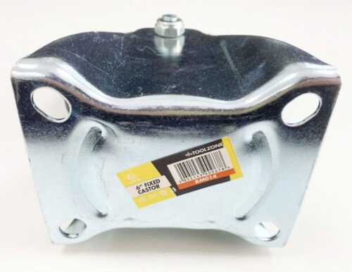 CASTOR FIXED 6″ 150mm RUBBER WHEEL STEEL PLATE 135kg – TOOLZONE KDPRM014