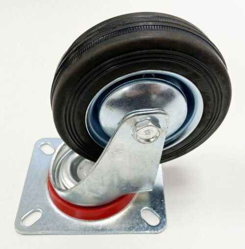 CASTOR SWIVEL 4″ 100mm RUBBER WHEEL STEEL PLATE 70kg – TOOLZONE KDPRM009